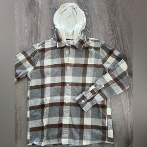 Hollister flannel with hoodie, men’s size medium, fits slim.